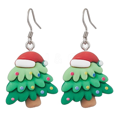 Christmas Resin Dangle Earrings EJEW-JE06090-1