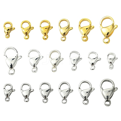 30Pcs 6 Styles 304 Stainless Steel Lobster Claw Clasps FIND-YW0006-20-1