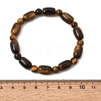 Natural Tiger Eye Oval and Round Beaded Stretch Bracelets for Women GG-CBA3F02-13A-1