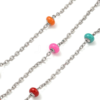 304 Stainless Steel Enamel Link Chains AJEW-Z028-09P-07-1
