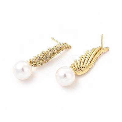 Rack Plating Brass Micro Pave Cubic Zirconia Stud Earrings EJEW-H091-24G-1