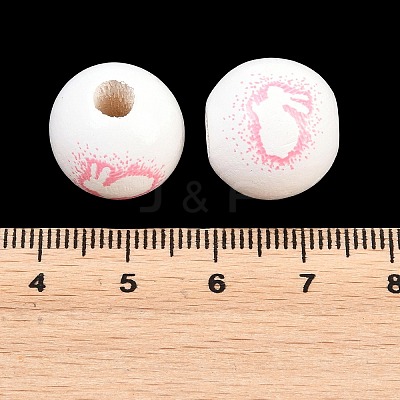 Printed Wood European Beads WOOD-G029-03C-1