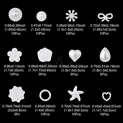 100Pcs 12 Styles ABS Plastic Imitation Pearl Cabochons SACR-YW0001-56-1