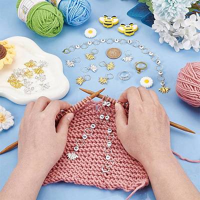 28Pcs Bees & Daisy DIY Knitting Tool Kits HJEW-AB00670-1