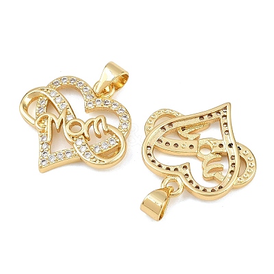 Mother's Day Brass Cubic Zirconia Pendants KK-L251-07G-03-1