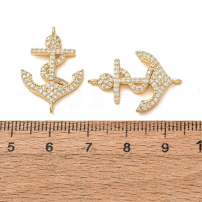 Brass Micro Pave Clear Cubic Zirconia Connector Charms CU-CBA4579-17G-1
