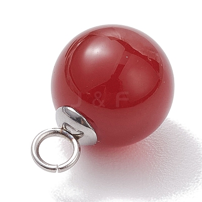 Natural Mixed Gemstone Round Charms PALLOY-JF02619-1