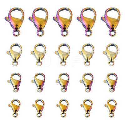 60Pcs 4 Style Ion Plating(IP) 304 Stainless Steel Lobster Claw Clasps STAS-LS0001-46MC-1