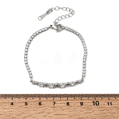 Brass Pave Clear Cubic Zirconia Tennis Bracelet Making KK-B189-05P-1