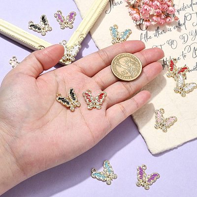 12Pcs 6 Colors Golden Alloy with Rhinestone Pendant FIND-CJ0001-79-1