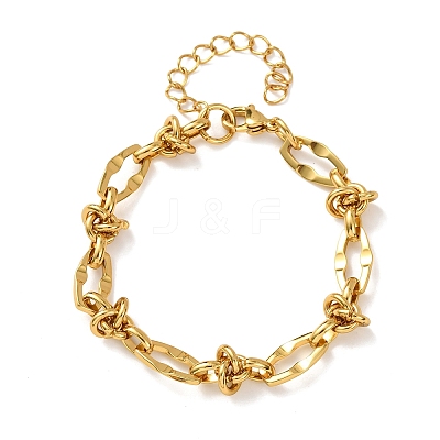 304 Stainless Steel Knot Link Chain Bracelets BJEW-F536-06G-1