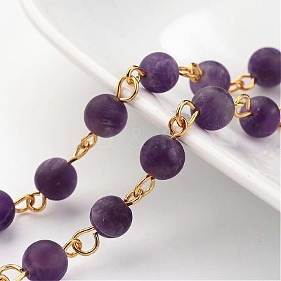 Handmade Natural Amethyst Beaded Chains AJEW-JB00228-04-1