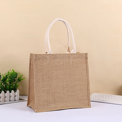 Blank Burlap Bags Totes with Handle PW-WG30877-01-1