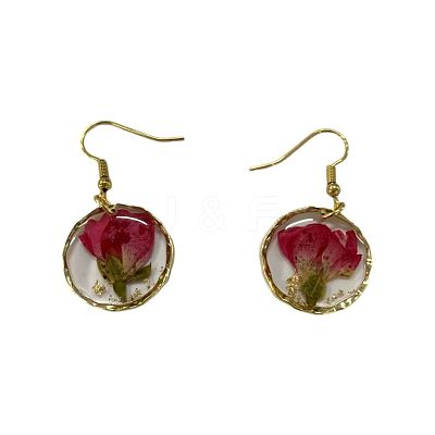 Alloy Epoxy Dried Flower Dangle Earrings FS-WGABF6D-06-1