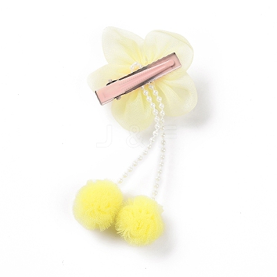 Flower Cloth Metallic Alligator Hair Clips LS-PHAR-D013-01B-1