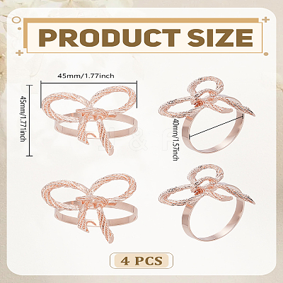 4Pcs Bowknot Iron Napkin Rings AJEW-LP0002-63RG-1