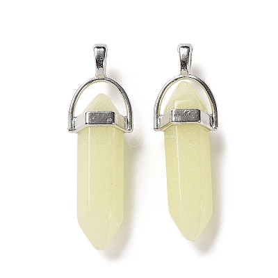 Bullet Pointed Synthetic Luminous Stone Pendants LUMI-PW0001-055-C-1