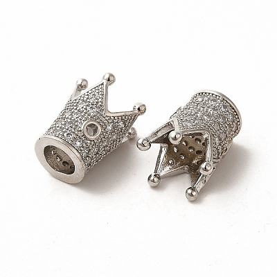 Rack Plating Brass Micro Pave Cubic Zirconia Beads ZIRC-C043-01P-1