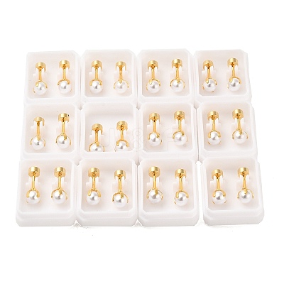 White Round Plastic Imitation Pearl Ear Fake Plugs EJEW-H105-20G-1