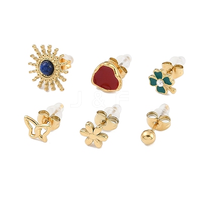 304 Stainless Steel Rhinestone Stone Dyeing Stud Earrings EJEW-S224-04G-07-1