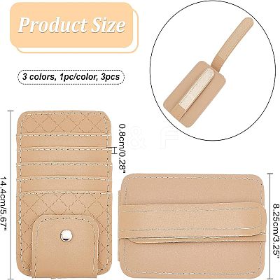 3Pcs 3 Colors Imitation Leather Car Sun Visor Organizers AJEW-FH0002-74-1