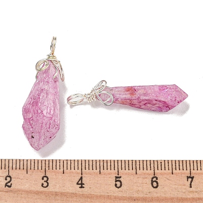Electroplated Platinum Palted Copper Wire Wrapped Natural Quartz Crystal Pendants G-L133-07F-1