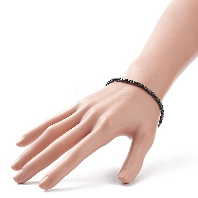 Natural Black Spinel Cube Beaded Stretch Bracelet for Women BJEW-JB08976-04-1