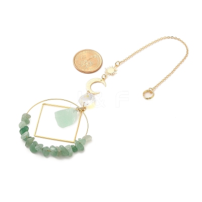 Natural Green Aventurine  Chip Beaded Hanging Suncatchers HJEW-TA00288-01-1