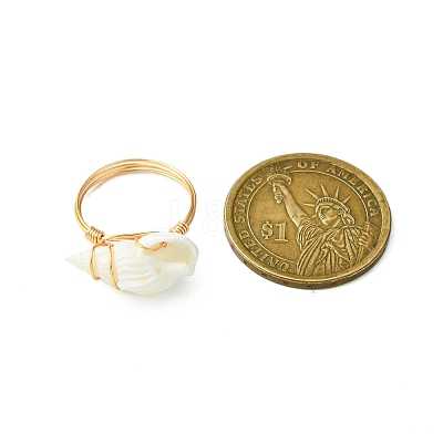 Natural Spiral Shell Finger Rings RJEW-TA00167-1