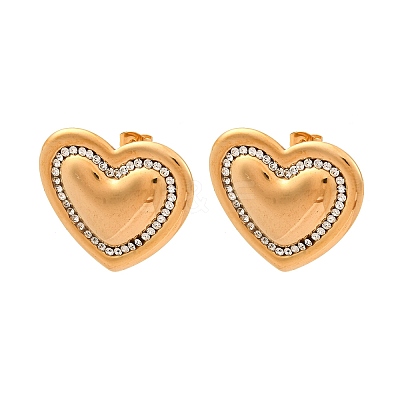 304 Stainless Steel Rhinestone Stud Earrings EJEW-K311-02G-1