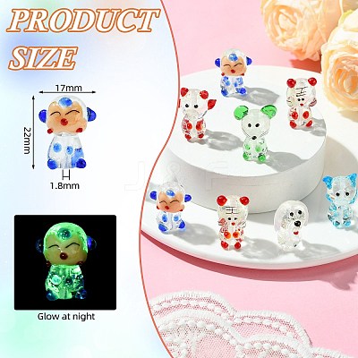 12Pcs 6 Styles Luminous Handmade Lampwork Beads LAMP-SZ0001-38-1