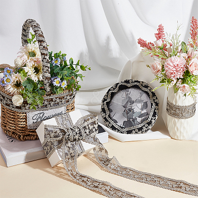Polyester Hollow Embroidered Lace Trim OCOR-WH0079-13B-1