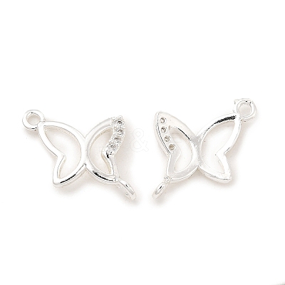 Rack Plating Brass Micro Pave Clear Cubic Zirconia Connector Charms KK-E081-04S-1