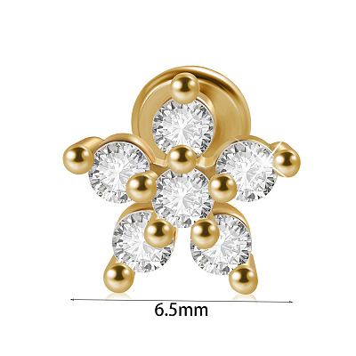 304 Stainless Steel Micro Pave Clear Cubic Zirconia Cartilage Earrings WG369ED-19-1