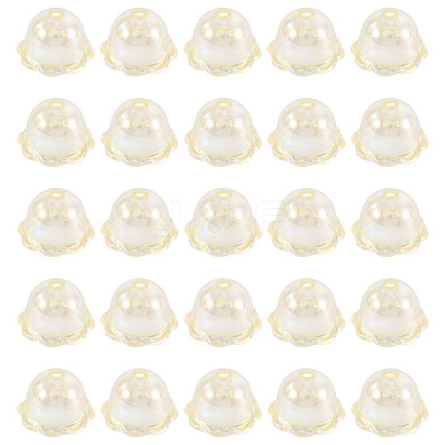 30Pcs UV Plating Acrylic Bead Caps PACR-TA0001-17D-1