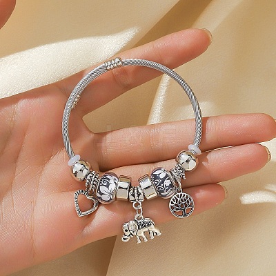 Alloy Beads European Bangles FS-WG24546-01-1