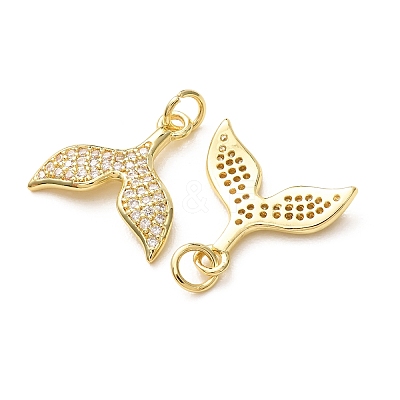 Brass Micro Pave Clear Cubic Zirconia Pendants CU-E003-18G-32-1