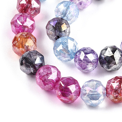 Transparent Electroplate Glass Beads Strands EGLA-N006-077I-1