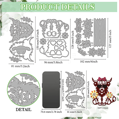 Cattle Theme Carbon Steel Cutting Dies Stencils DIY-WH0309-4350-1