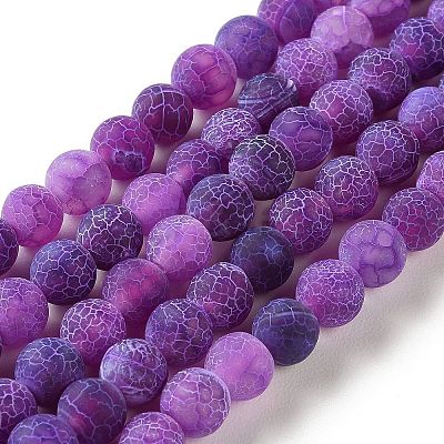 Frosted Natural Weathered Agate Beads Strands G-F374-8mm-01-1