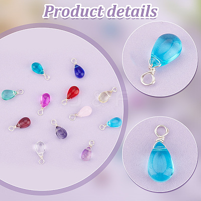 72Pcs 12 Color Transparent Glass Charms FIND-PH0010-97-1