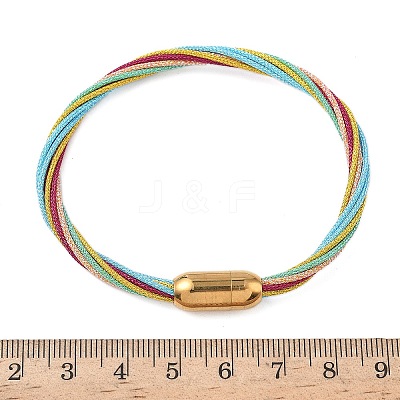 304 Stainless Steel with Polyester Metallic Cord Bracelets for Women BJEW-Z145-01G-33-1