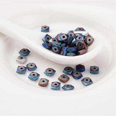 Frosted Square Electroplate Non-Magnetic Synthetic Hematite Beads X-G-P046-08-1