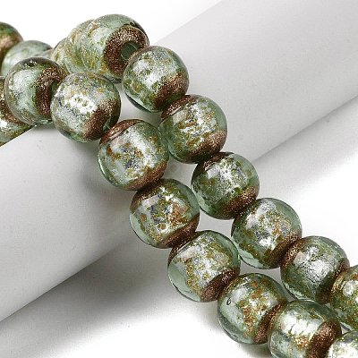 Handmade Gold Sand Lampwork Beads Strands LAMP-P062-01F-1