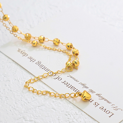 Vintage Beach Brass Round Ball Link Chain Double Layer Anklets for Women NU3457-1