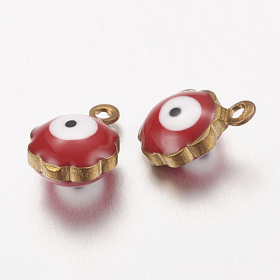 Golden Tone Brass Enamel Charms X-KK-Q571-05G-1