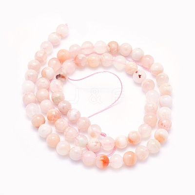 Natural Cherry Blossom Agate Beads Strands G-O166-02-6mm-1