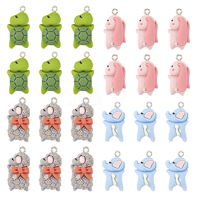 24Pcs 4 Styles Opaque Resin Pendants RESI-TA0002-07-1
