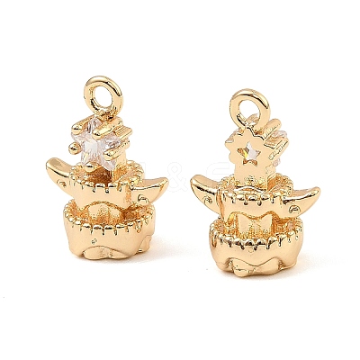 Brass Micro Pave Cubic Zirconia Charms KK-C155-17G-01-1