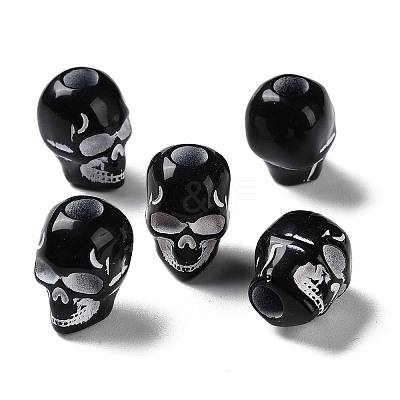 Spray Printed Opaque Acrylic European Beads SACR-P031-35B-01-1